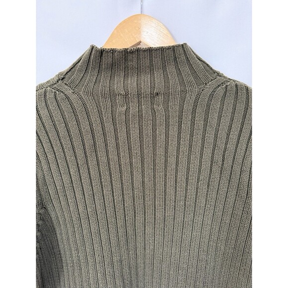 Lauren Ralph Lauren M Sweater Mock Neck RIBBED Green Cotton Cabin Chunky Casual - Picture 6 of 9